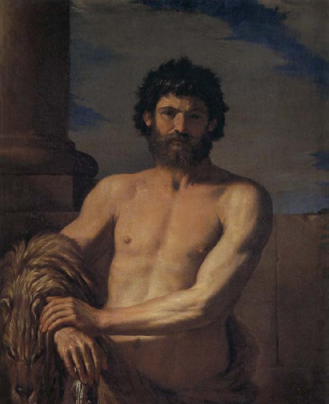 Giovanni Francesco Barbieri Called Il Guercino Hercules bust France oil painting art
